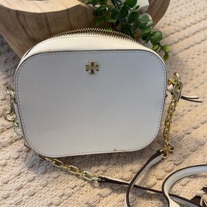 Tory Burch White Crossbody Bag with Gold Accents